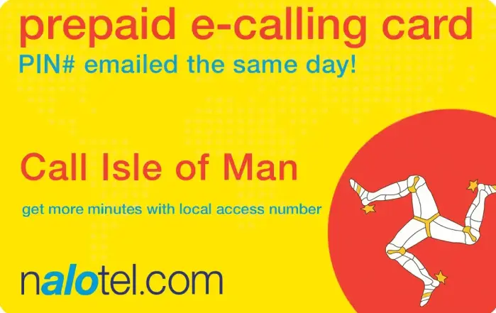 Nalotel Isle of man Calling Card for Payphone, Cellphone and Landline.