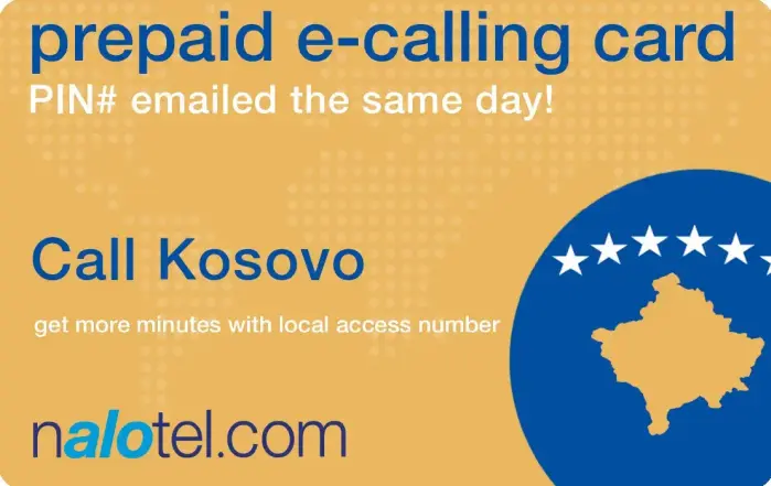 Nalotel Kosovo Calling Card for Payphone, Cellphone and Landline.